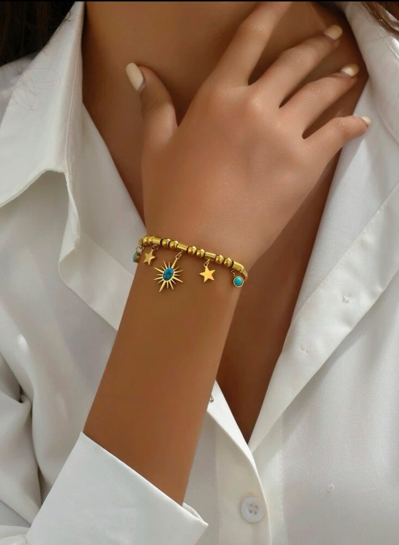 إيكوال اسوارة نسائية أنيقة من الاستانلس ستيل مطلية باللون الذهبي عيار 18 - Image 1