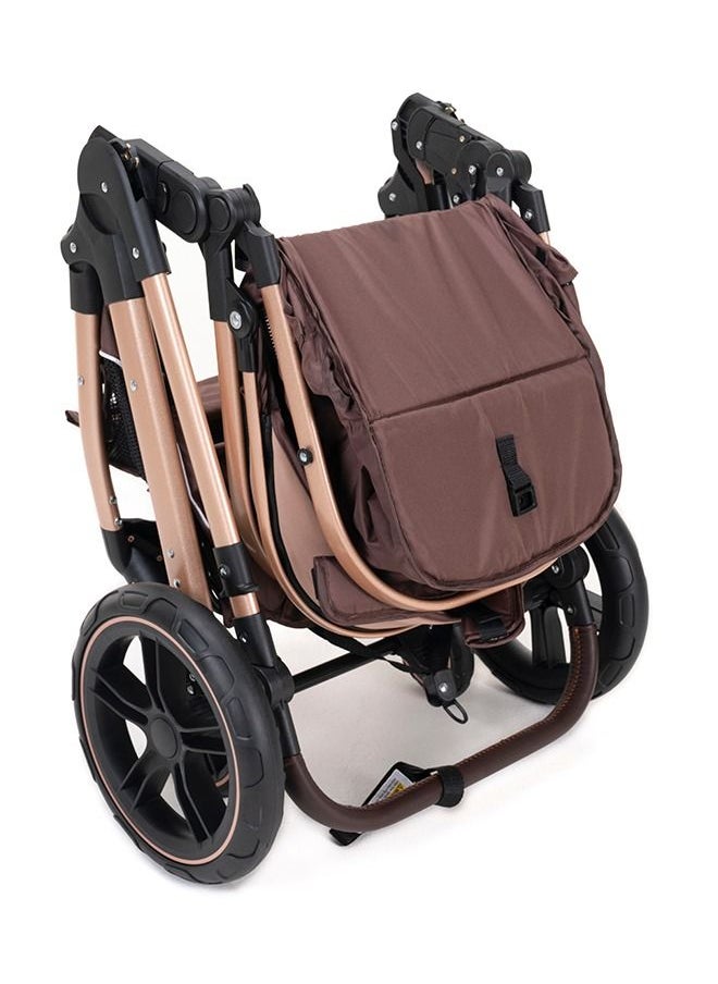 belecoo - High Landscape Fold Baby Stroller With Rubber Wheel And Good Shock Absorption  - Khaki - Image 1