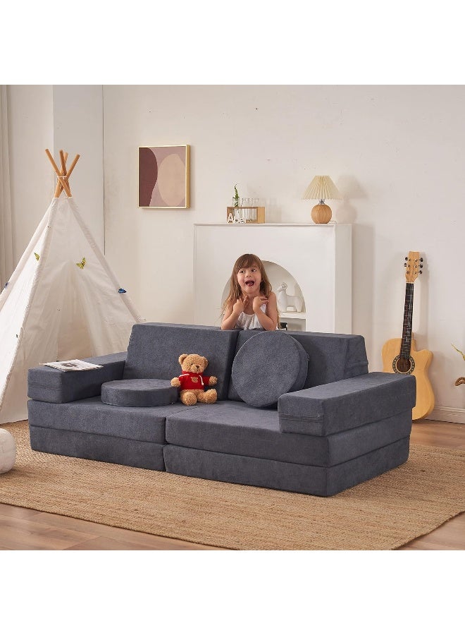 jela Kids Couch 10PCS Luxury, Floor Couch Floor Sofa Modular Furniture for Adults, Playhouse Play Set for Toddlers Babies, Modular Foam Play Couch Indoor Outdoor - Image 1