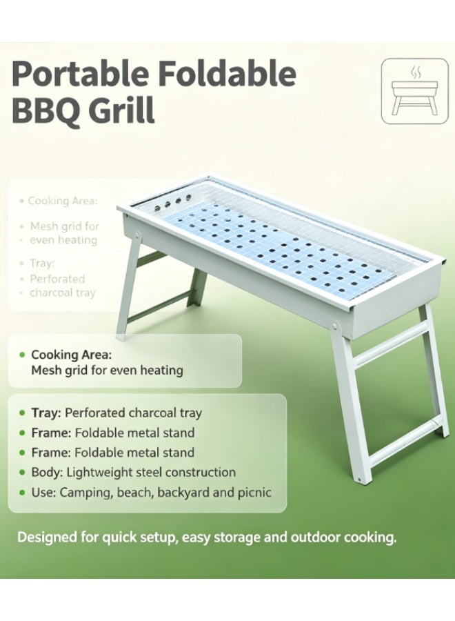 Foldable Leg Charcoal BBQ Grill, Portable Iron Barbecue Grilling Basket, Outdoor Camping Picnic Home Backyard Charcoal Barbecue Grill for Meat Seafood Vegetable - Image 5
