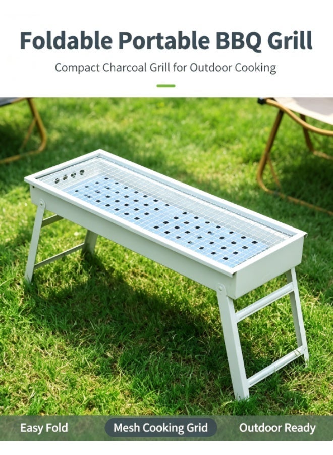 Foldable Leg Charcoal BBQ Grill, Portable Iron Barbecue Grilling Basket, Outdoor Camping Picnic Home Backyard Charcoal Barbecue Grill for Meat Seafood Vegetable - Image 1