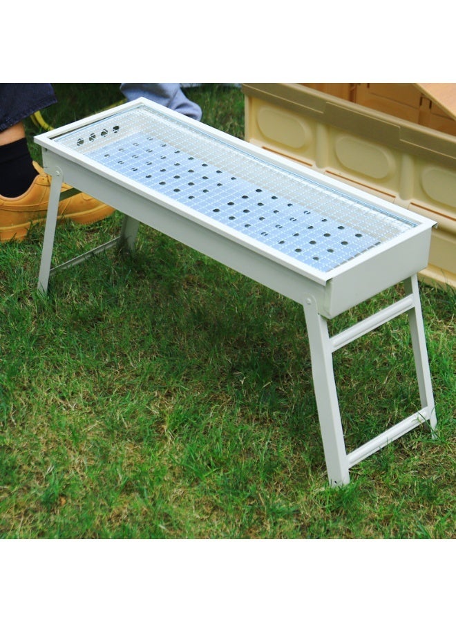 Foldable Leg Charcoal BBQ Grill, Portable Iron Barbecue Grilling Basket, Outdoor Camping Picnic Home Backyard Charcoal Barbecue Grill for Meat Seafood Vegetable - Image 2