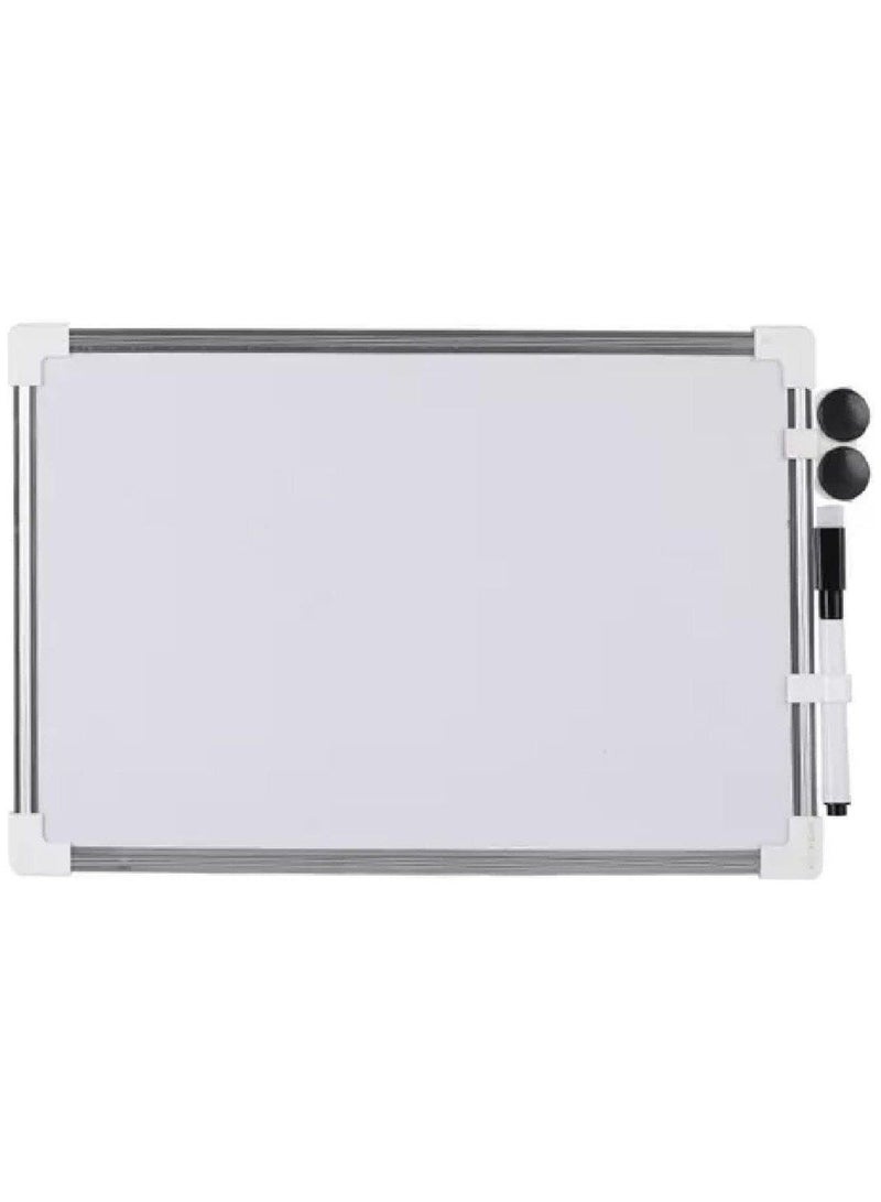 مارك لوح أبيض مغناطيسي [30×40 سم] – لوح كتابة قابل للمسح الجاف بإطار فضي، مثالي للمكتب، المدرسة، والمنزل. - Image 1
