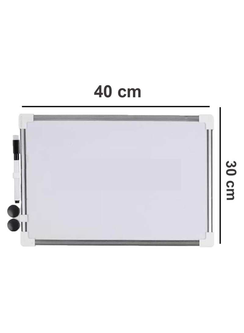 مارك لوح أبيض مغناطيسي [30×40 سم] – لوح كتابة قابل للمسح الجاف بإطار فضي، مثالي للمكتب، المدرسة، والمنزل. - Image 3