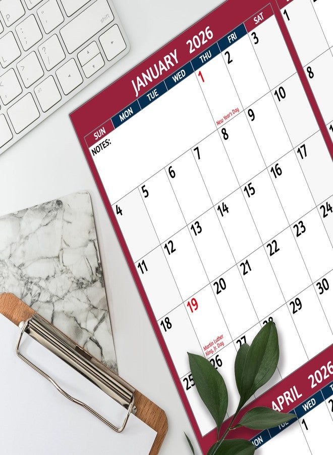BowCuk 2026 Yearly Wall Calendar, Red - Image 2