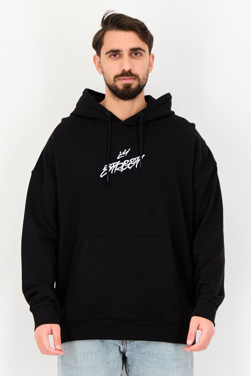 Celio Men Embroidered Long Sleeve Hoodie, Black - Image 1