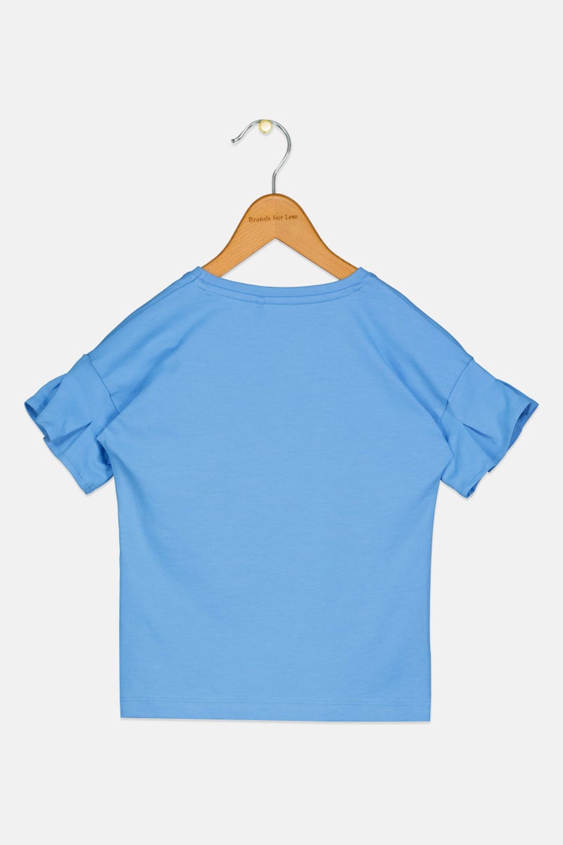 NAME IT تي شيرت جرافيك قصير الأكمام للفتيات الصغيرات، أزرق - Image 2