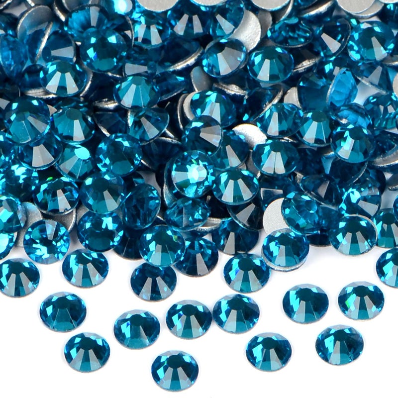 1440PCS Art Nail Rhinestones Non Hotfix Glue Fix Round Crystals Glass Flatback for DIY Jewelry Making with one Picking Pen ss16 1440pcs Blue Zircon