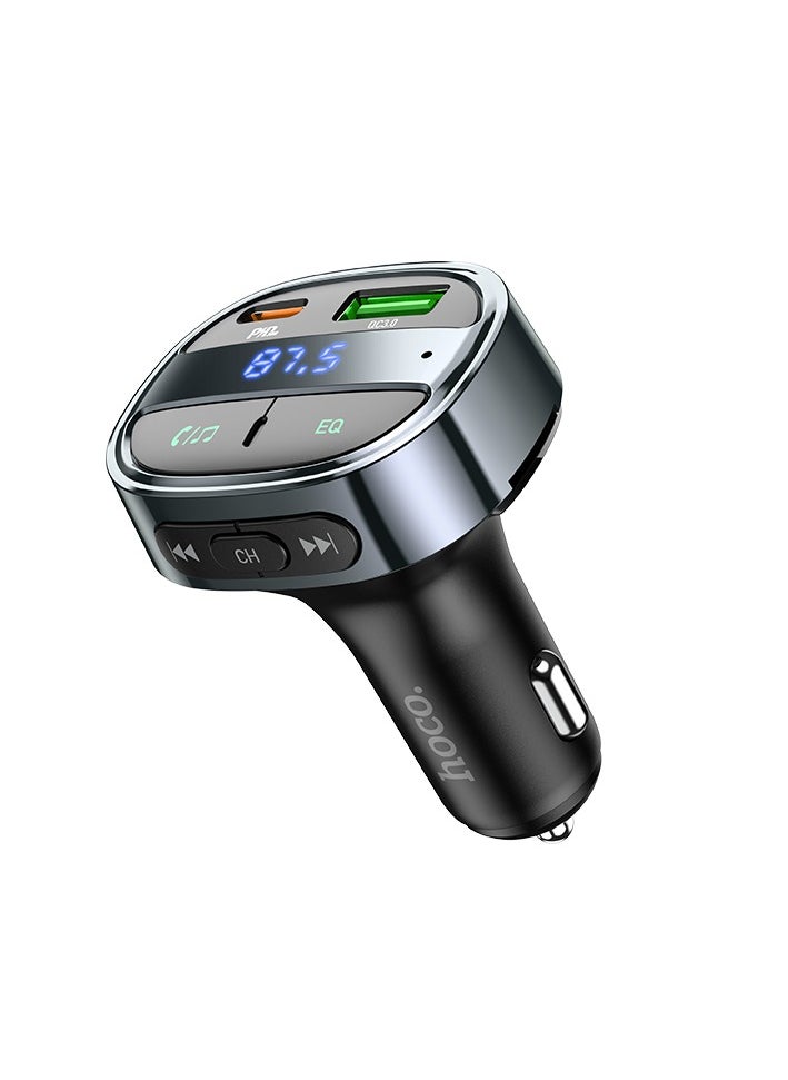 hoco. - E70 PD30W+QC3.0 Car Bluetooth FM Transmitter – Dual-Port Fast Charging for iPhone 15/14/13/12, Samsung Galaxy S23/S22/S21, iPad Pro, and More - Image 1