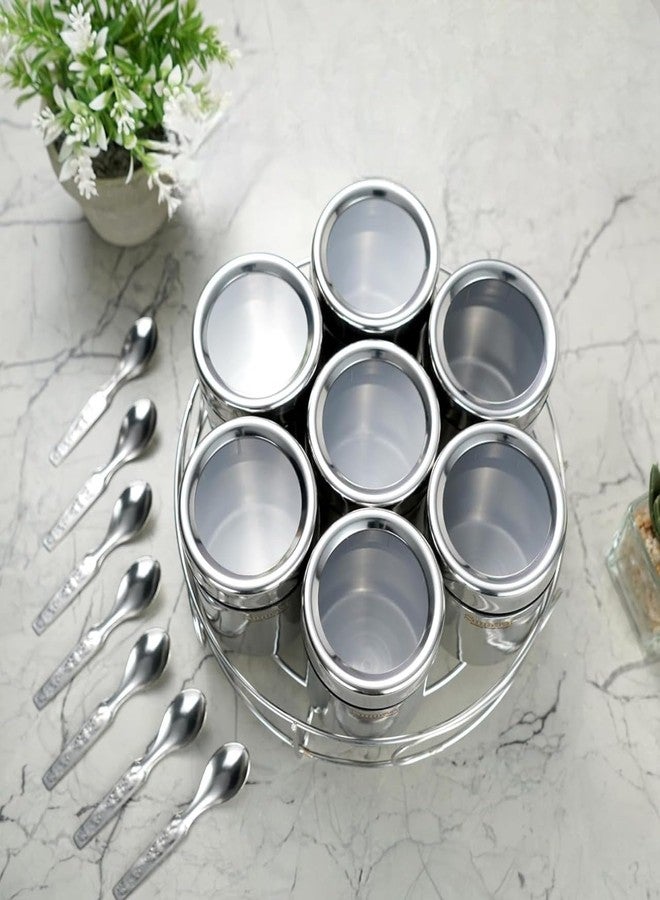 VISAXMI Stainless Steel Masala Box Set | 7 Containers & 7 Spoons | Airtight Spice Storage Organizer with See Through Lid | Premium Kitchen Masala Dabba (175 ml) - Image 5