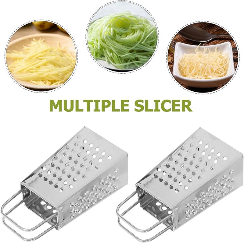 Stainless Steel Mini Cheese Grater 2 Pack Handheld Shredder for Vegetables Ginger Garlic - Image 4