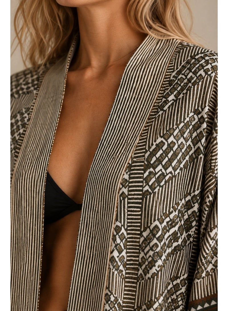 MAVENZI Women’s Printed Kimono Beach Cover-Up – Open Front Long Sleeve Resort Wear - Image 2