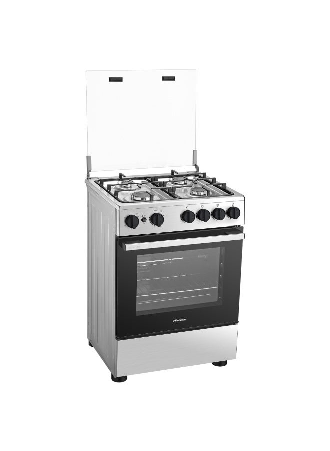 Hisense 60cm Freestanding full Gas Cooker, 70 Liters, Max 2.9kw, Cast-Iron Support, Gas oven with Grill, Rotisserie, Full Safety with FFD, Mechanical Timer, Ergonomic knobs and handle, Removable full glass door,Auto Ignition, Enamel Interior - HFG60422RX02 Grey - Image 2
