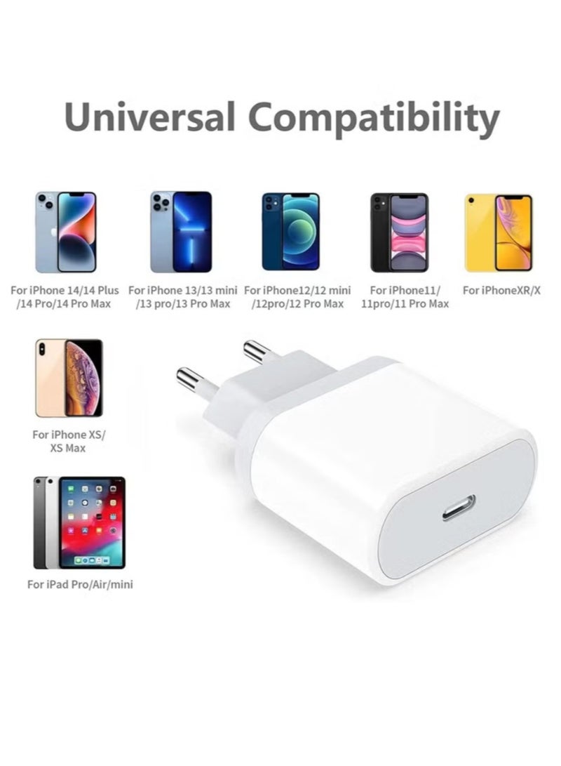 20W Fast Charging Compatible 2-Pin PD Charger with USB-C to Lightning Cable - EU Plug - Image 2