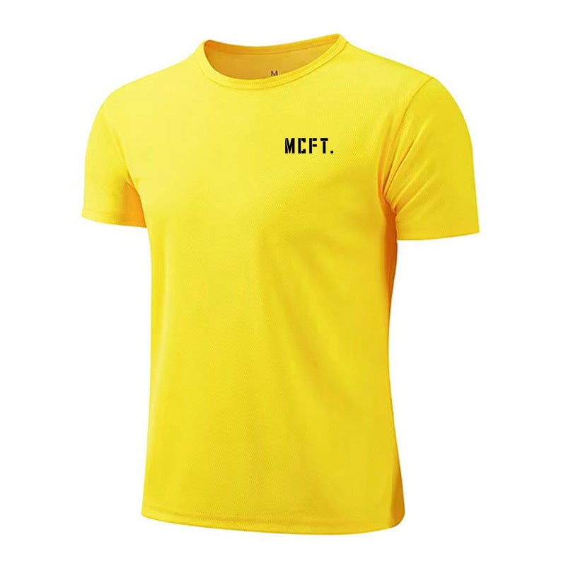MCFT Men''s Fitness sports short sleeve slim fit quick-drying mesh bottoming shirt round neck T-shirt summer running - Image 1