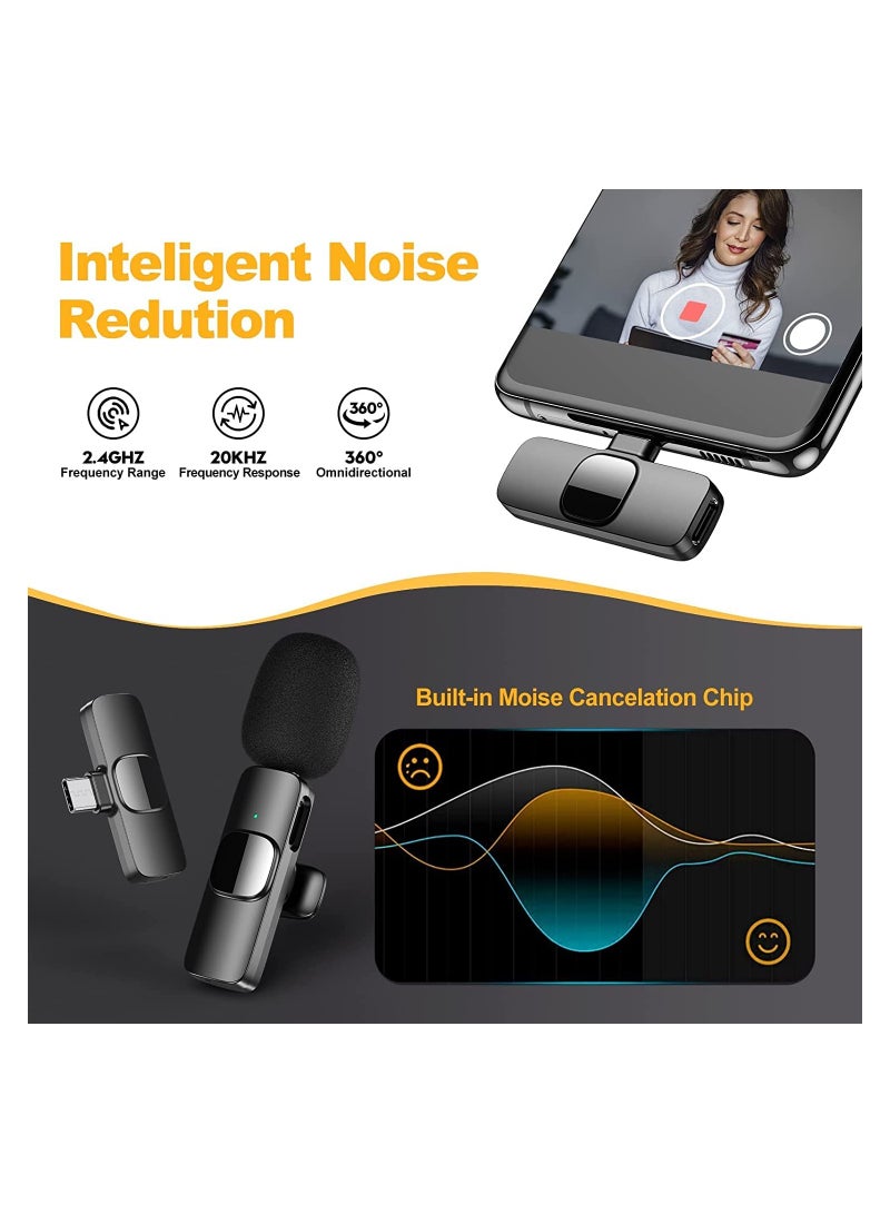 TypeC wireless microphone,wireless clip-on microphone,C-type video recording microphone,wireless lavalier microphone for singing,miniature microphone,professional microphone,studio microphone.