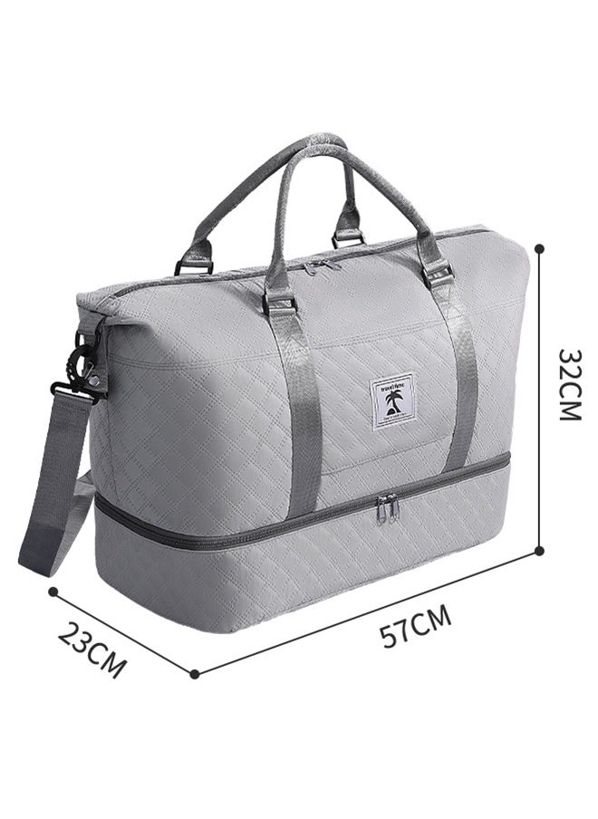 Diamond Lattice Travel Storage Bag With Shoe Bin For Short Trips, Can Be Carried On One Shoulder Dual Use Built In Waterproof Pocket Gray - pzsku/ZEA12C327686E9232F123Z/45/_/1731397603/c20d7ab1-955d-4bf5-8885-516c57f2efd9