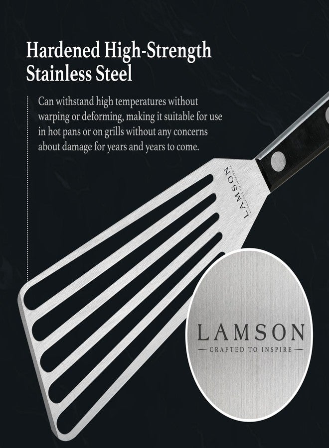 Lamson 3" x 6" Chef's Slotted Turner with Ultra Durable Handle - Left Hand - Image 3