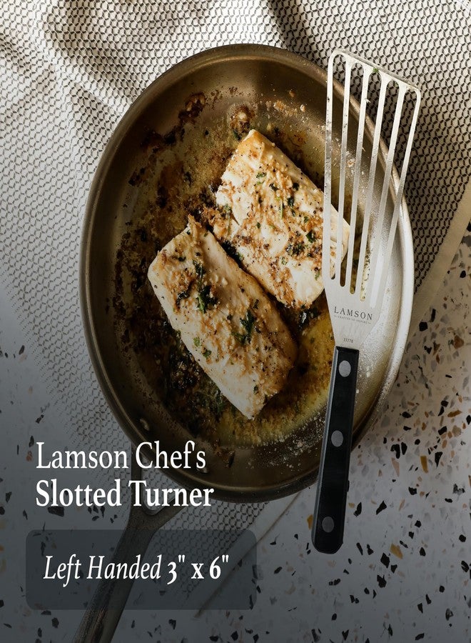 Lamson 3" x 6" Chef's Slotted Turner with Ultra Durable Handle - Left Hand - Image 2