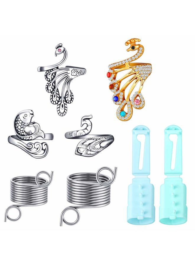 WILLBOND Yarn Guide Finger Holder Set, 2 Pieces Adjustable Knitting Crochet Loop Rings with 6 Pieces Metal and Plastic Yarn Guide Finger Holder Knitting Craft Accessories Tools for Knitting Quilting Sewing - Image 1