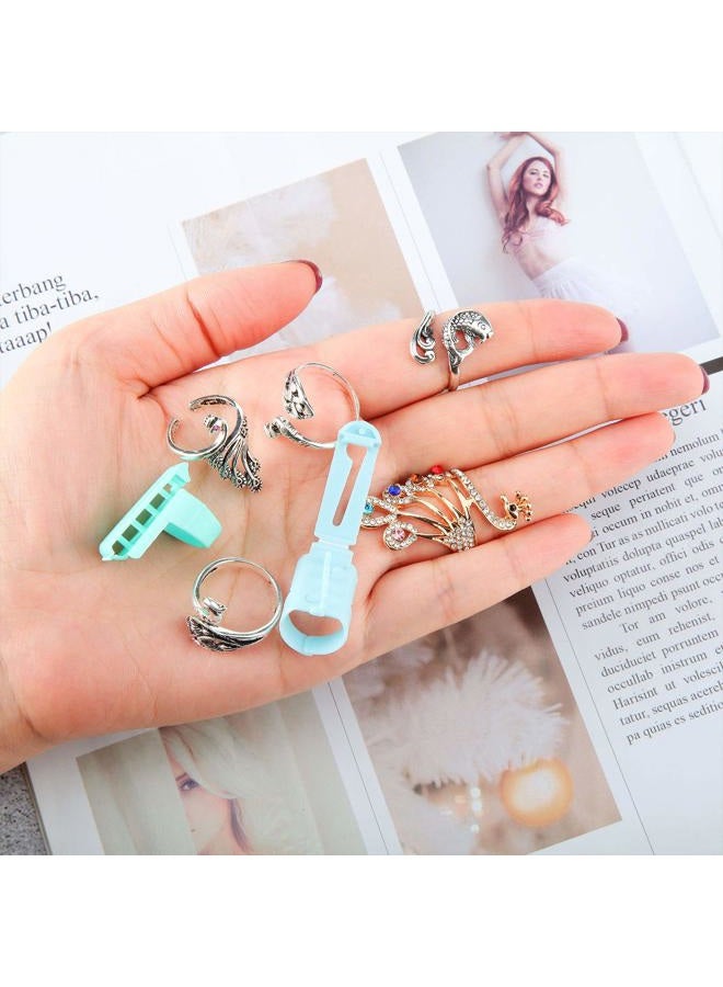 WILLBOND Yarn Guide Finger Holder Set, 2 Pieces Adjustable Knitting Crochet Loop Rings with 6 Pieces Metal and Plastic Yarn Guide Finger Holder Knitting Craft Accessories Tools for Knitting Quilting Sewing - Image 4