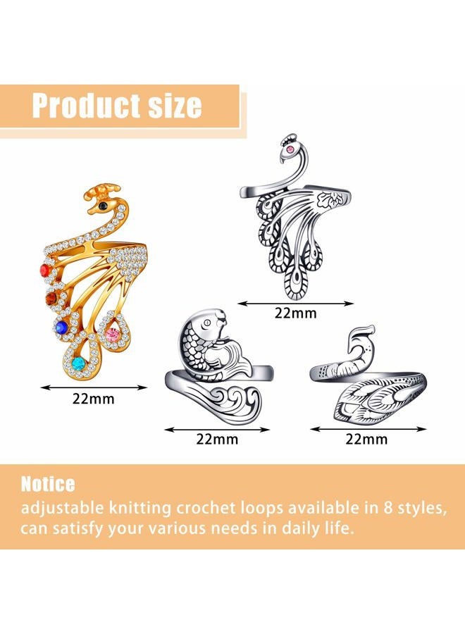WILLBOND Yarn Guide Finger Holder Set, 2 Pieces Adjustable Knitting Crochet Loop Rings with 6 Pieces Metal and Plastic Yarn Guide Finger Holder Knitting Craft Accessories Tools for Knitting Quilting Sewing - Image 3