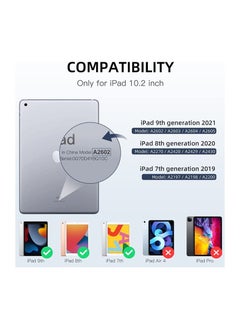 Rock Pow Case Cover for Apple iPad 10.2 Inch 2021/2020/2019 (9th/8th/7th) Model with Pencil Holder,Slim Tablet Cover with Soft TPU Back,Auto Wake/Sleep for iPad 10.2 inch  - Image 2