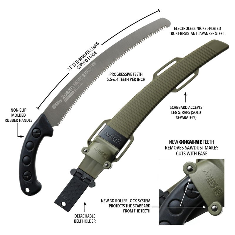 Silky ZUBAT Ultimate Professional Curved Hand Saw 330mm Progressive Teeth (746-33) - Image 3