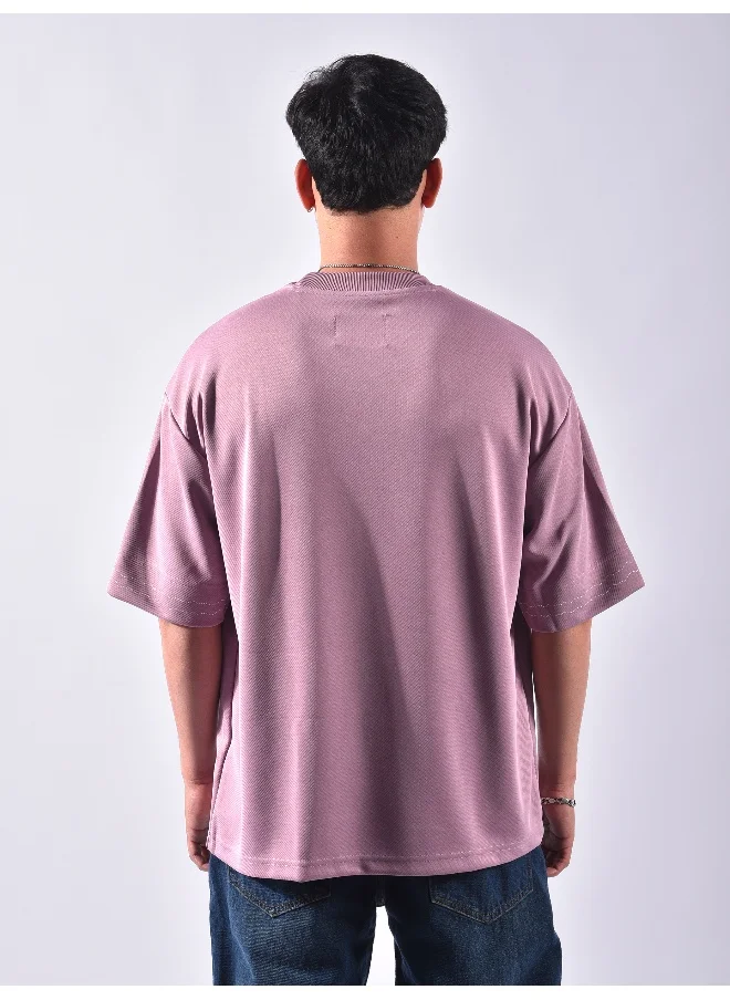 بيونغ Mauve Pink Applique Patch HD Print Oversized T-Shirt