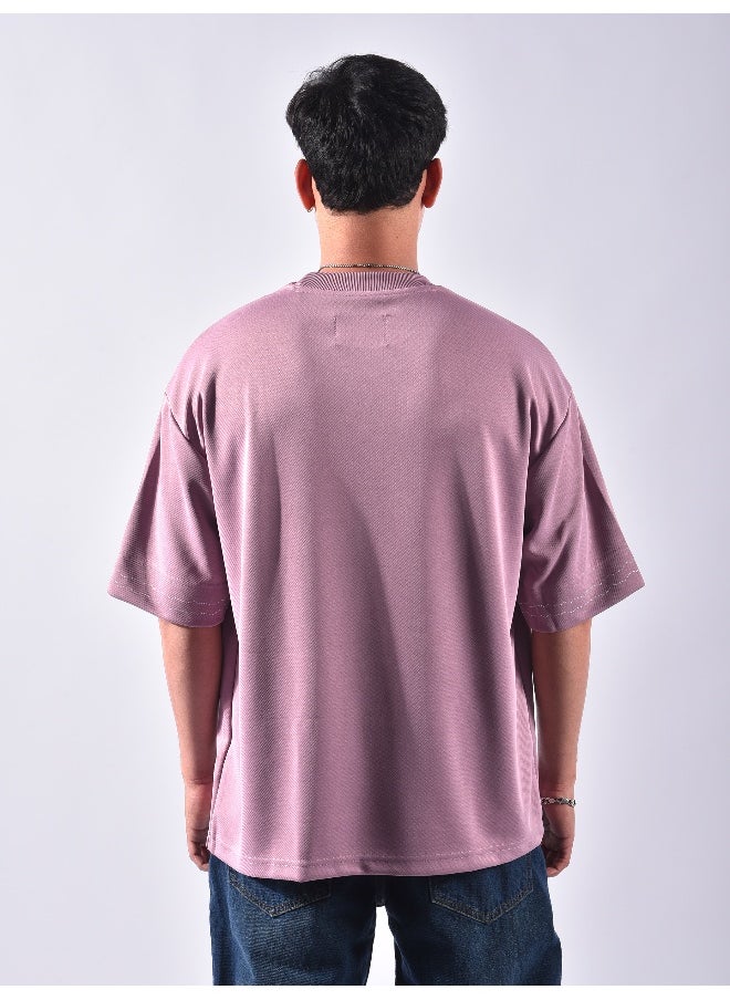 Beyoung Mauve Pink Applique Patch HD Print Oversized T-Shirt  - Image 1