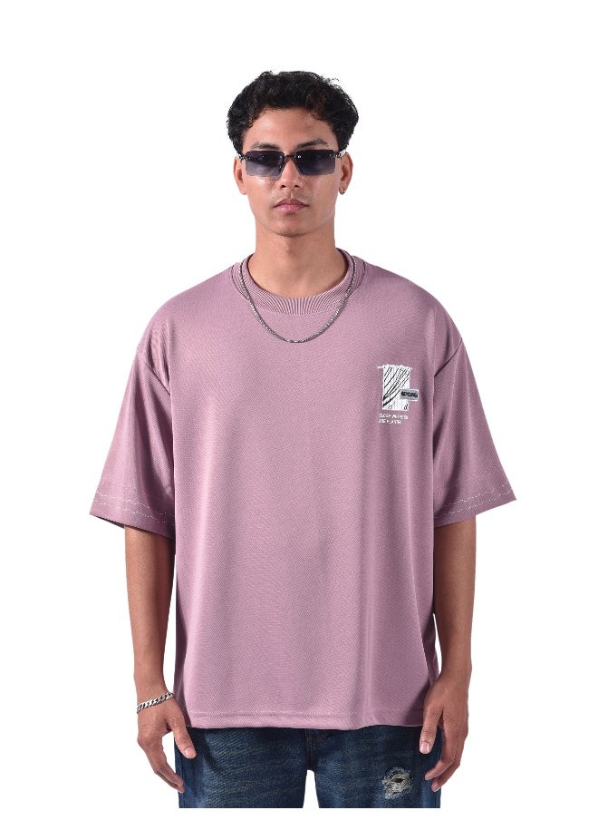 Beyoung Mauve Pink Applique Patch HD Print Oversized T-Shirt  - Image 3