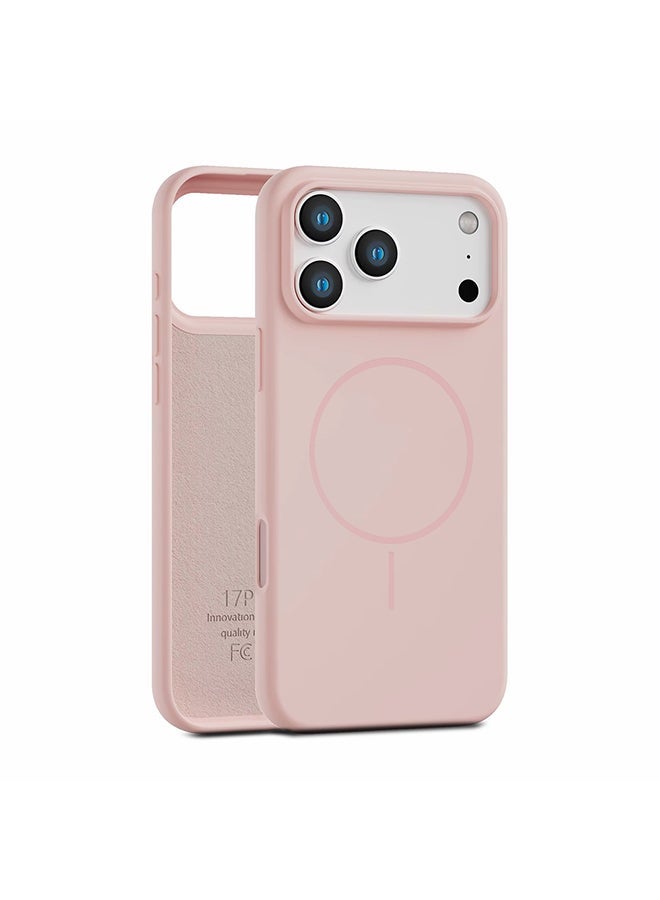 Raxoom Magnetic Silicone Case For iPhone 17 Pro Max |Compatible with MagSafe |Liquid Silicone Material Anti-Scratch Microfiber Lining Phone Cover with Camera Lens Protection - Pink - Image 1