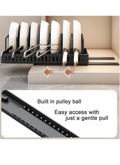 Excefore Pots and Pans Organizer, Sliding Pot Lid Holder and Pan Rack in Kitchen, Pull Out Pots and Pans Organizer for Cabinet, for Pot Lid, Bakeware, Dishes, Pots and Pans Storage (Black)  - Image 4