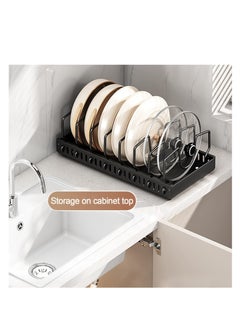 Excefore Pots and Pans Organizer, Sliding Pot Lid Holder and Pan Rack in Kitchen, Pull Out Pots and Pans Organizer for Cabinet, for Pot Lid, Bakeware, Dishes, Pots and Pans Storage (Black)  - Image 3
