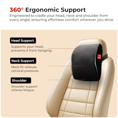 Trajectory Car Neck Rest Pillow for Car Seat I Head Rest Cushion for Neck & Cervical Comfort for Men and Women Black (As seen on Shark Tank) - Image 4