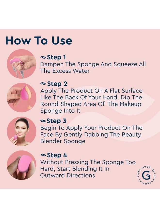 GUBB Professional Mini Makeup Sponge Beauty Blender | Cosmetic Blending Tool For Liquid, Cream & Powder Beauty Products| Egg Shape Face Sponge Puff Pack Of 3 (Light Pink) - Image 4