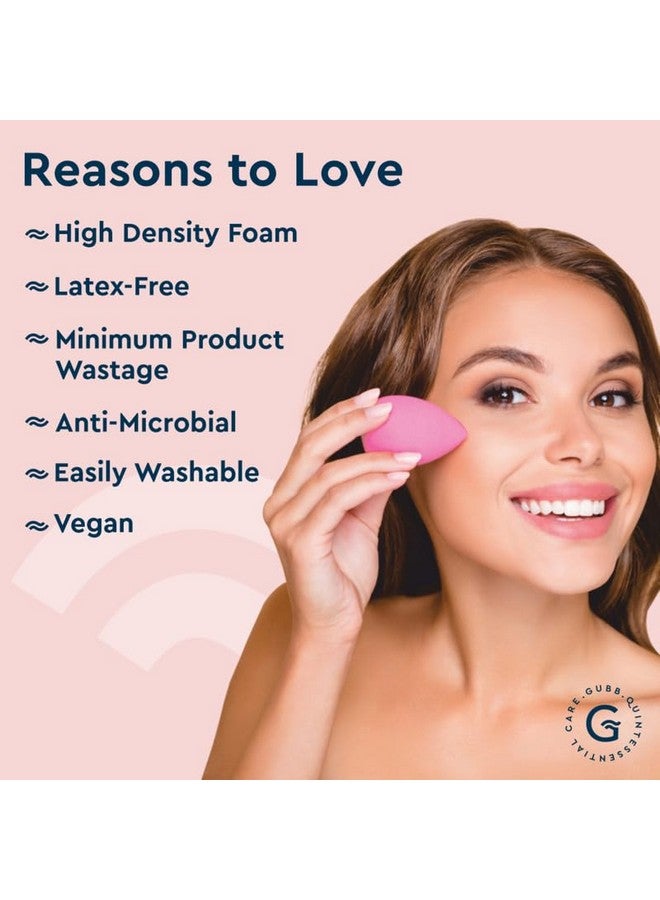 GUBB Professional Mini Makeup Sponge Beauty Blender | Cosmetic Blending Tool For Liquid, Cream & Powder Beauty Products| Egg Shape Face Sponge Puff Pack Of 3 (Light Pink) - Image 3