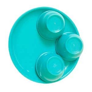 Everbuy Microwave Safe 6 pcs Round Dinner Set - Porcelain Look, Ultra Light, Break Resistant (2 Big Plate + 2 Quarter Plate + 2 Bowls), Sea Green - Image 5