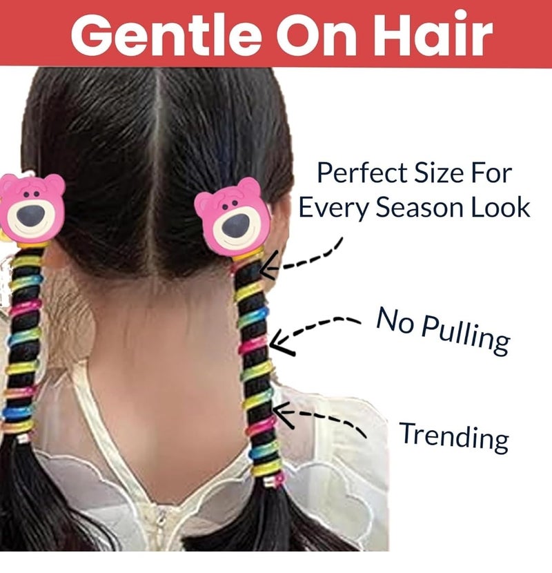 Gugzy Telephone Wire Hair Bands for Kids Cute Cartoon Spiral Hair Ties NoCrease Spring Rubber Bands for Braids Ponytails Baby Girls Head Accessories 2 - Image 3