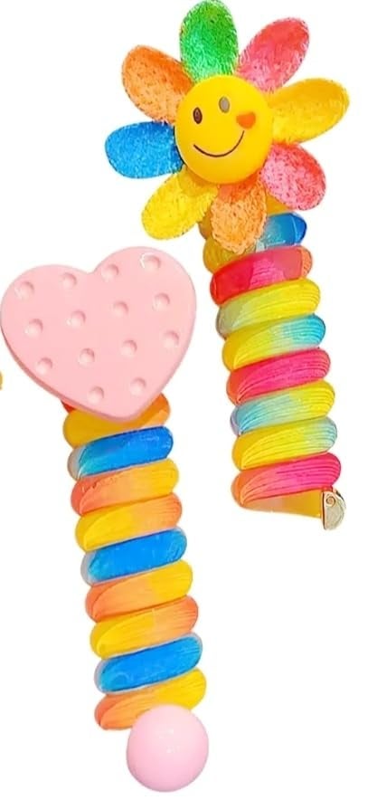 Gugzy Telephone Wire Hair Bands for Kids Cute Cartoon Spiral Hair Ties NoCrease Spring Rubber Bands for Braids Ponytails Baby Girls Head Accessories 2 - Image 1