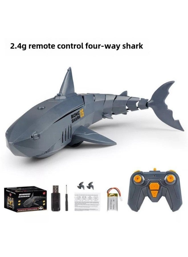 Children's Remote Control Shark Can Be Launched Toy Boat Simulation Diving Great White Shark Boy Electric Swing Fish Water Model-Color:Electric Remote Control Shark [grey]-Specification:High Configuration [three Sets Of Lithium Batteries] About 90 Minutes  - Image 1