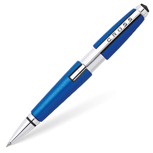 Cross Edge Nitro Blue Rollerball Pen with Polished Chrome Trim - Refillable, Medium Point, Black Ink, Premium Box - Image 1
