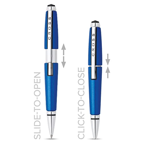 Cross Edge Nitro Blue Rollerball Pen with Polished Chrome Trim - Refillable, Medium Point, Black Ink, Premium Box - Image 3