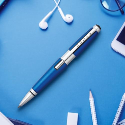 Cross Edge Nitro Blue Rollerball Pen with Polished Chrome Trim - Refillable, Medium Point, Black Ink, Premium Box - Image 5