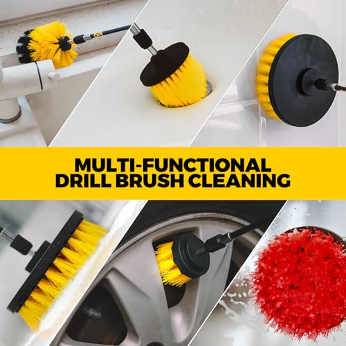 Holikme 22Pack Drill Brush Attachments Set,Scrub Pads & Sponge, Buffing Pads,Power Scrubber Brush,Car Polishing Pad Kit,Wax Applicator Pad,Car Cleaning Kit,Masonry Brushes,Cleaning Supplies - Image 2