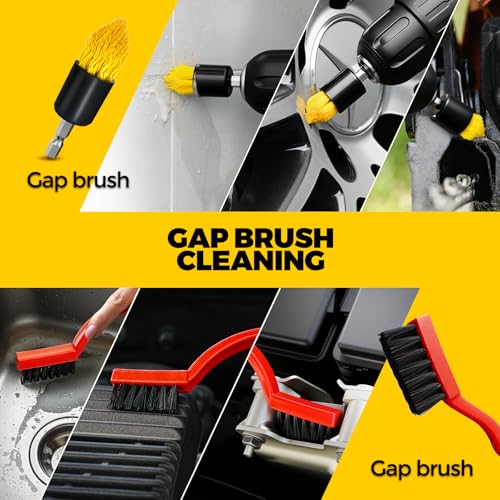 Holikme 22Pack Drill Brush Attachments Set,Scrub Pads & Sponge, Buffing Pads,Power Scrubber Brush,Car Polishing Pad Kit,Wax Applicator Pad,Car Cleaning Kit,Masonry Brushes,Cleaning Supplies - Image 5
