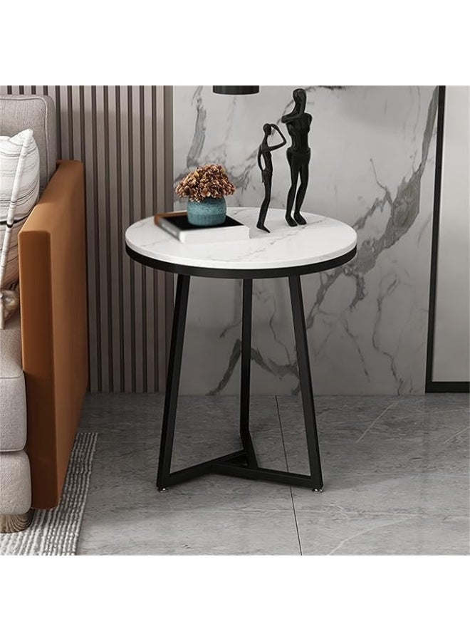 YINZUO Natural White Marble Sofa Side Table, Modern Bedside Coffee Table with Welded Black and Gold Metal Frame, No Assembly Required (Matt Black, Design 2) - Image 5
