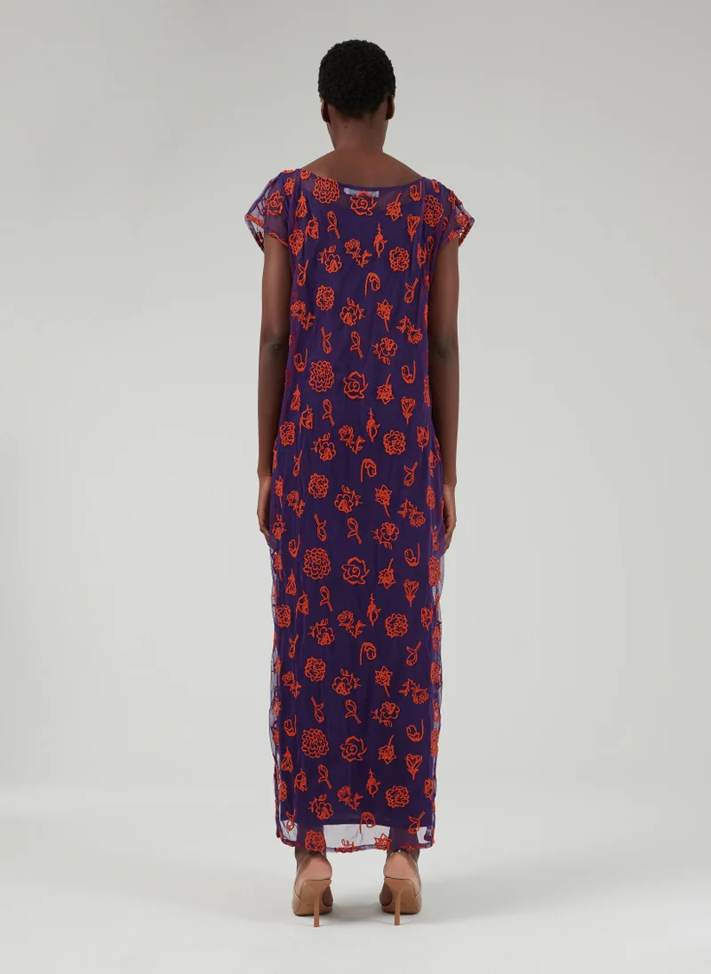 leem Mesh Embroidered Kaftan