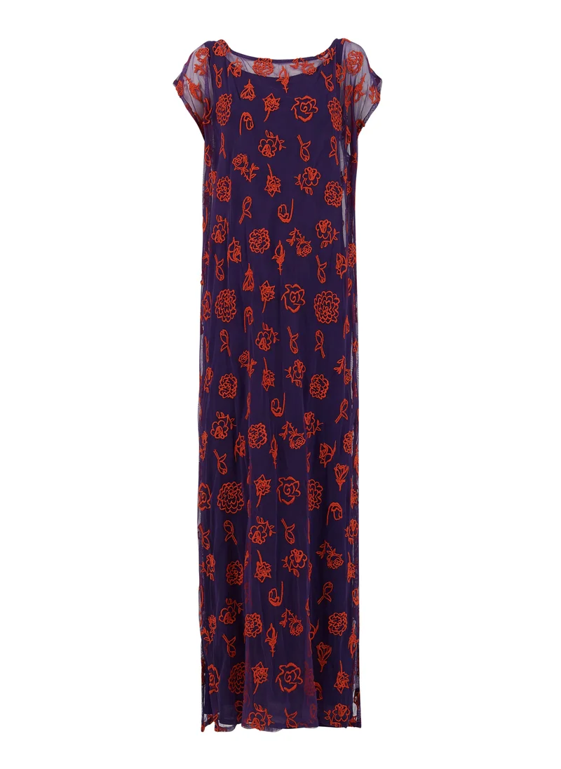 leem Mesh Embroidered Kaftan