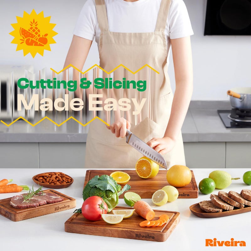Riveira Walnut Wood Cutting Board â€“ Versatile And Durable: Set Of 2 Pcs Rectangular Wooden Cutting Board â€“ Natural Wooden Cutting Boards For Kitchen â€“ Complete Walnut Wooden Chopping Board - Image 2
